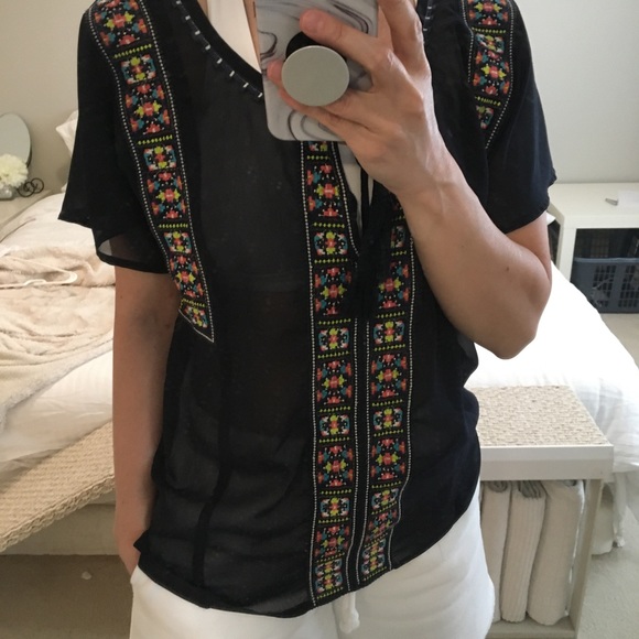 AEO Sheer top - navy- M - Picture 4 of 7